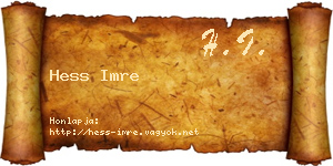 Hess Imre névjegykártya